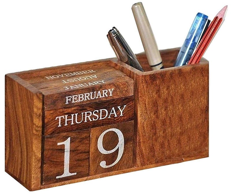 Frescorr - Calendar Block - Wooden Perpetual Desk Calendar - Home and Office Decor, 6.5 x 2.0 x 3.5 inches (Dalbergia sisso - One of the world's finest wood) - Image 1